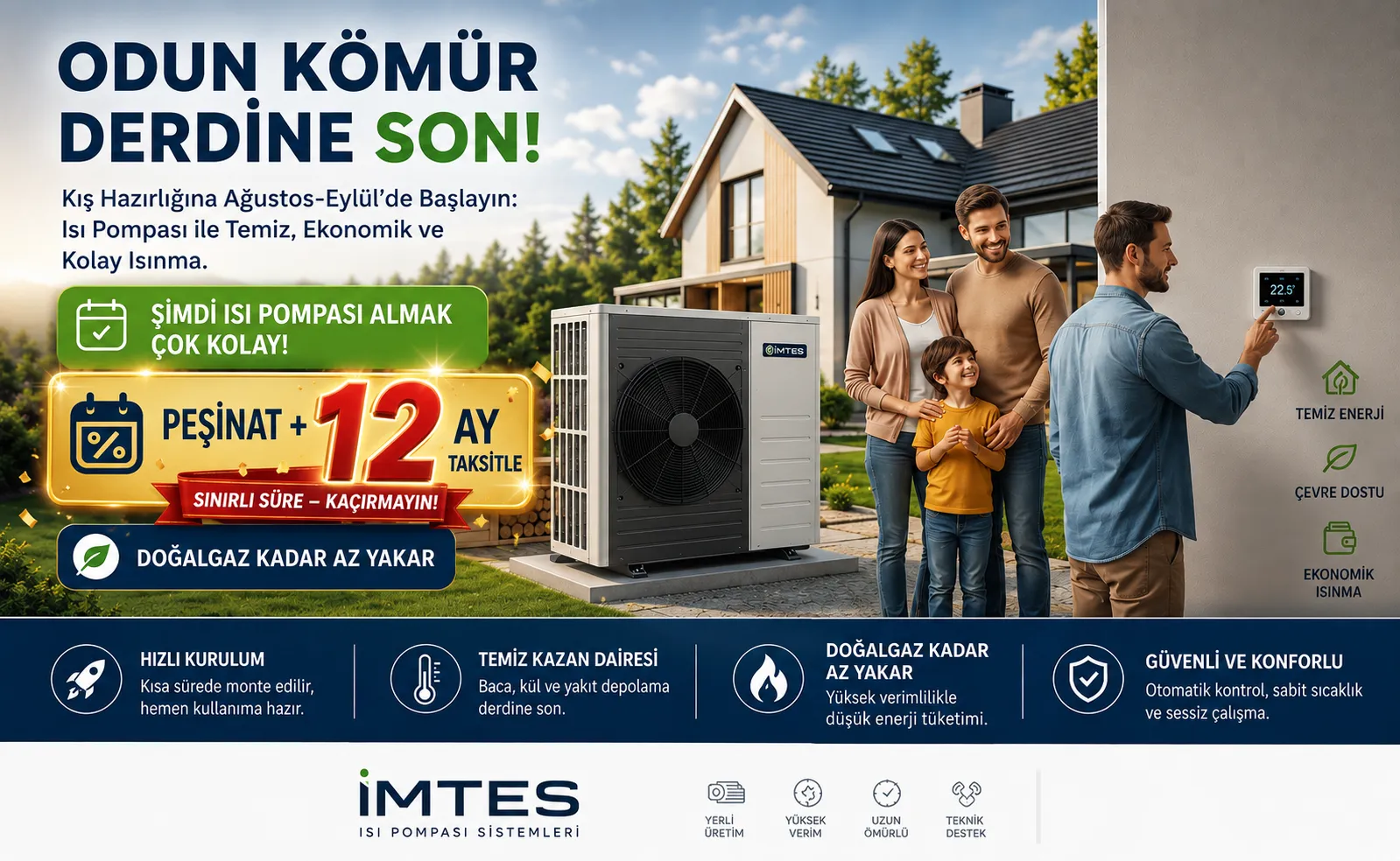 İMTES Isı Pompası peşinat ve 12 ay taksit kampanyası