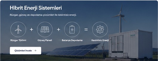 Rüzgar, güneş paneli ve batarya depolama hibrit enerji sistemi